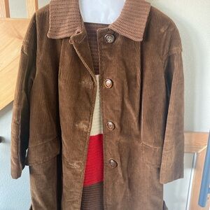 ✨Vintage✨ Sears Brown Corduroy Coat with Knit Collar One of The Last Around